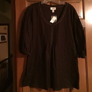 Loft Chocolate Brown Peasant Top