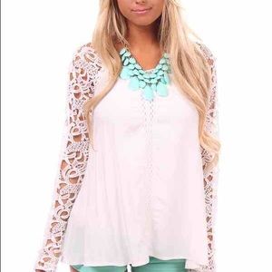 Crochet sleeve white top