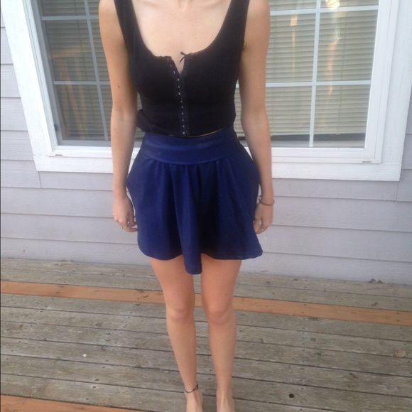 American apparel shiny dark blue dress /skirt - Picture 3 of 3