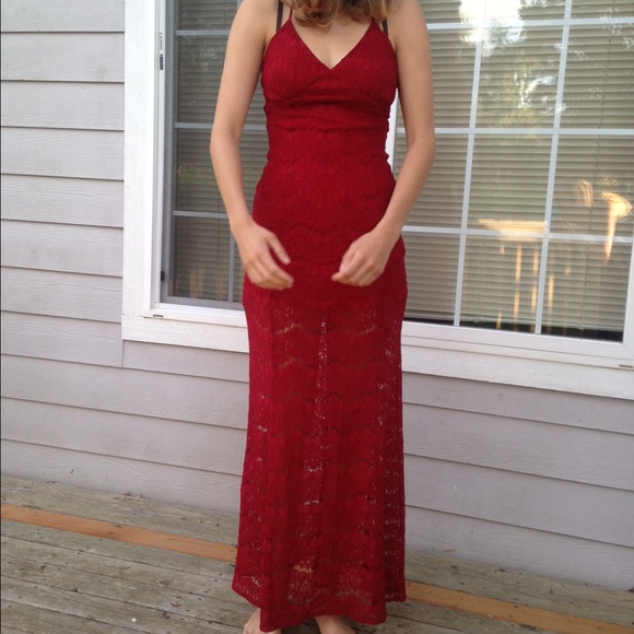 Red lace dress
