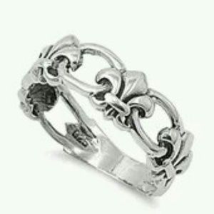 Sterling Silver Eternity Fleur de Lis Ring