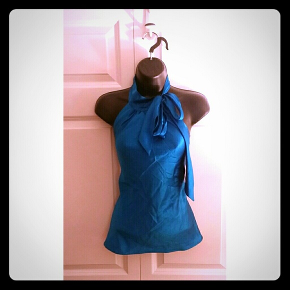 Blue silk tie halter top