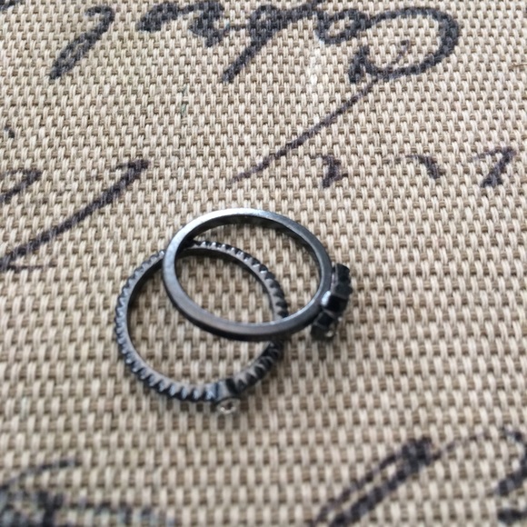 🌿 Dark Grey Thin Rings - Set of Two 🌿