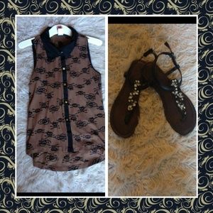BUNDLE!! festival shirt and studed sandals