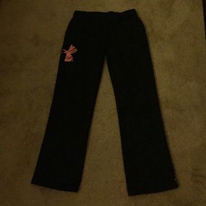Black and pink under armour sweat pants