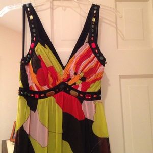 Sue Wong colorful printed gown