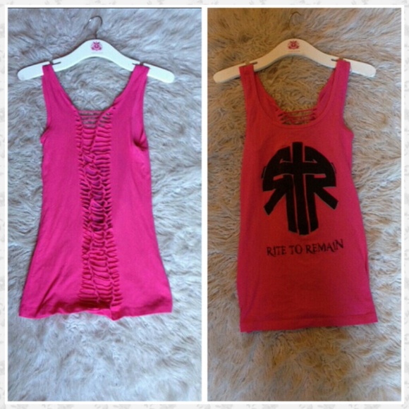 Rite to Remain band shirt, cut on the back