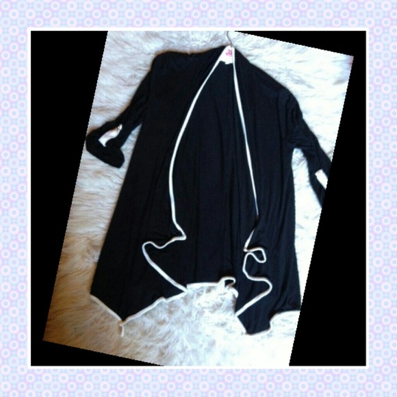 Black and white long cardigan