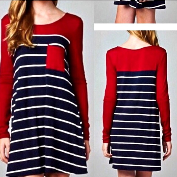 Dresses & Skirts - Red white and blue a line sheath dress shift dress