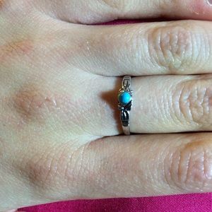 Silver ring with blue stone