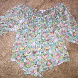delias floral chiffon top