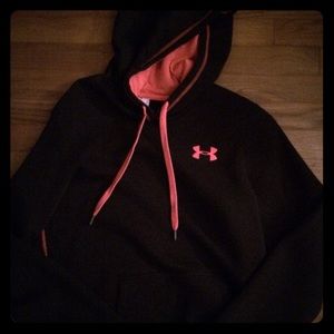 Hot pink and black underarmour hoodie