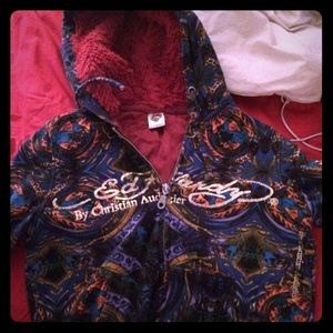 Ed Hardy fur lined sweatshirt