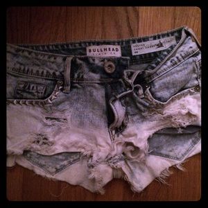Light wash denim booty shorts