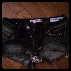 Dark denim booty shorts