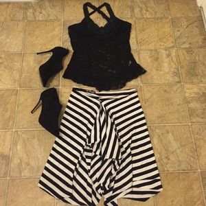 Black and white stripes skirt