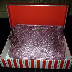 💖Authentic Pink Glitter Coach Wristlet💖
