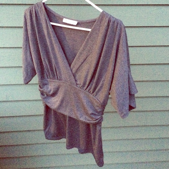 White House Black Market gray short sleeve top