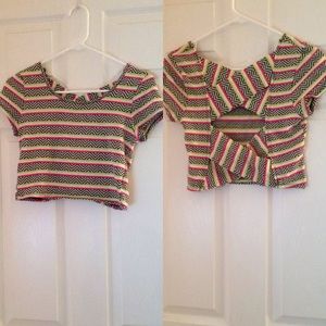 Cropped zig zag neon top