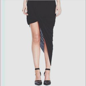 Helmut Lang asymmetrical wrap skirt in black