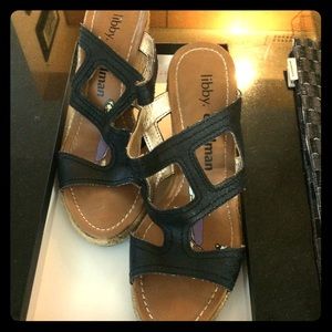 Black wedge sandals