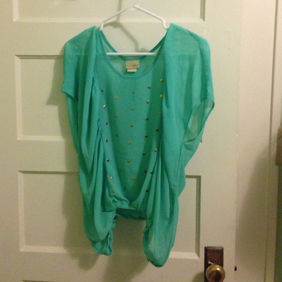 Mint green sheer top