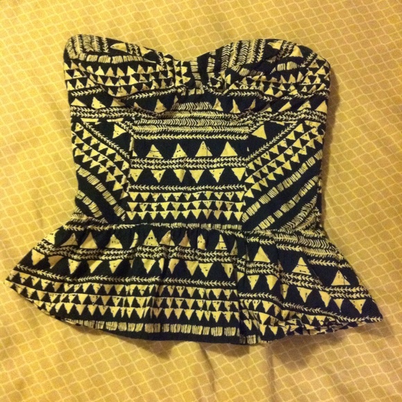 Black and white tribal print crop top