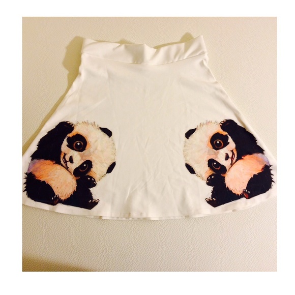 White Skirt With Panda Print
