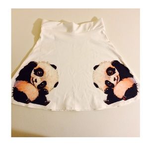 White Skirt With Panda Print