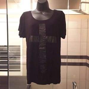 Black Cross Shirt Goth Punk Rock Small