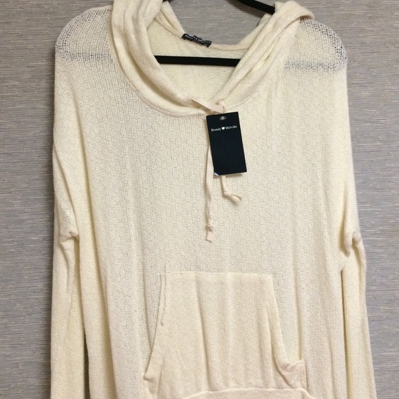 Brandy Melville white knit Layla hoodie