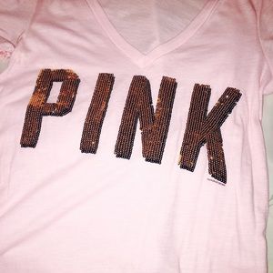 Pink by Victoria's Secret Sequined Vneck Shirt