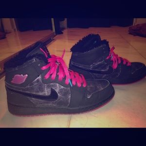 Black and pink Jordans