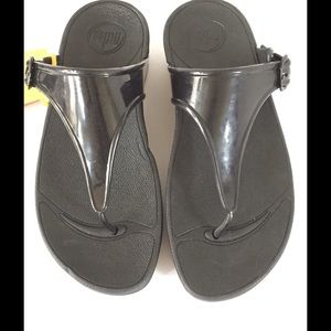FitFlop NWT SuperJelly Thong Sandal, Black Sz 7