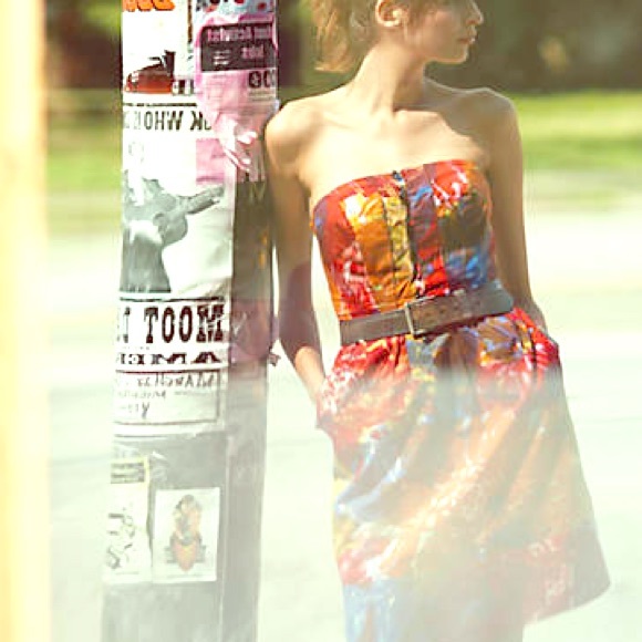 Anthropologie buttoned watercolor dress