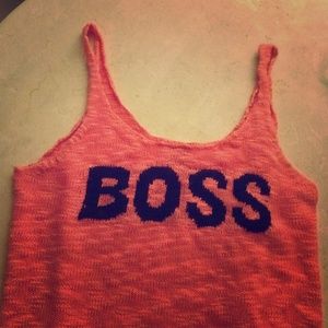 💗Bebe knit Boss Tank Hi Low orange black 💗