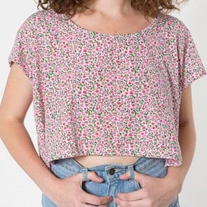 NWOT American Apparel Pink Floral Loose Crop Tee