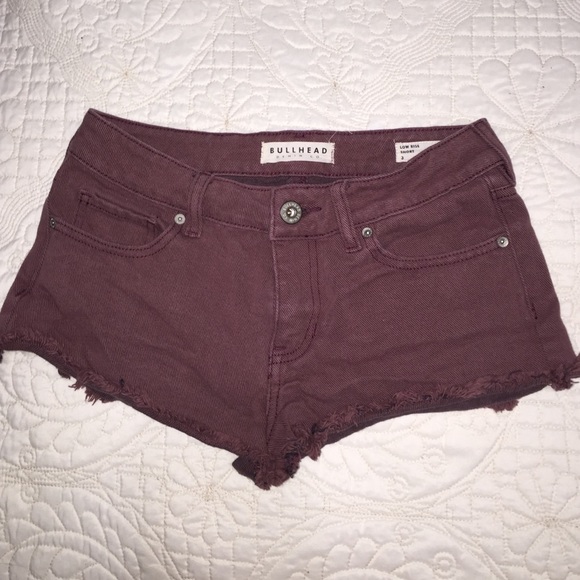 Maroon Denim Cut off shorts