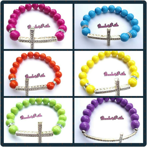 Stretchy beaded cross bracelets * BUNDLE*