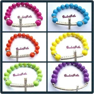 Stretchy beaded cross bracelets * BUNDLE*