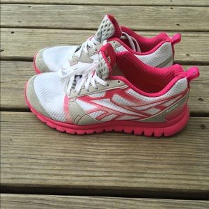 Reebok white and pink sublite sneakers