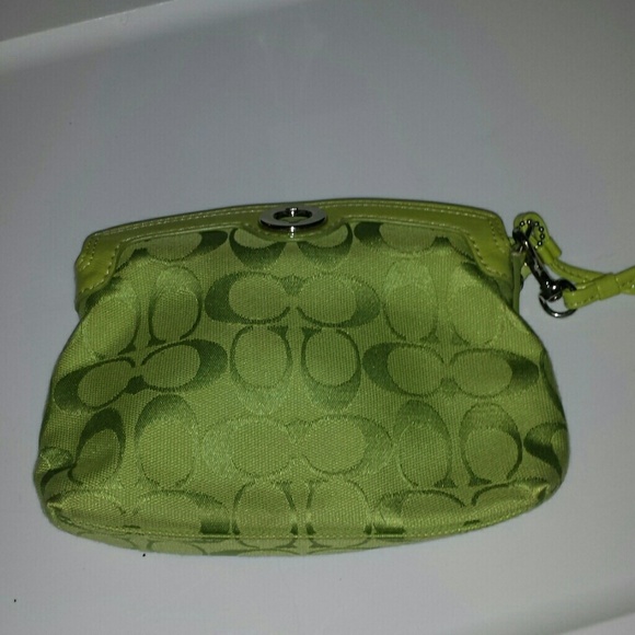 Lime green coach wristlet