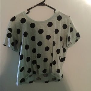 mint polka dot crop top-like shirt