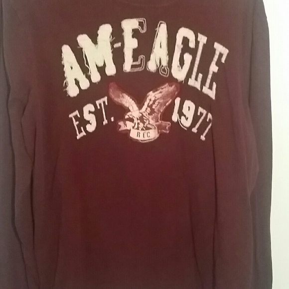 Maroon American Eagle Men's Long Sleeve