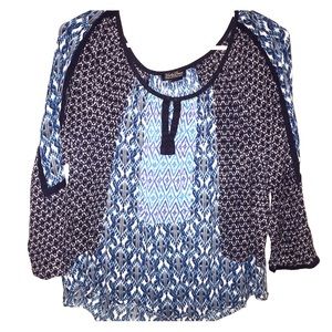 Lucky Brand XL blue peasant top