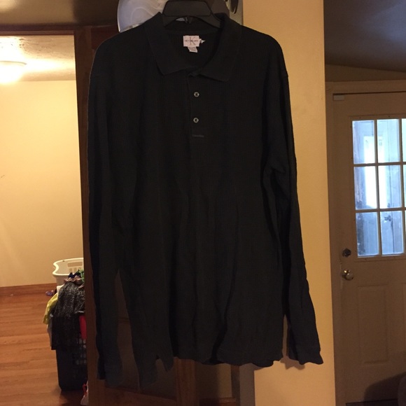 Calvin Klein Black Long Sleeve Waffle shirt