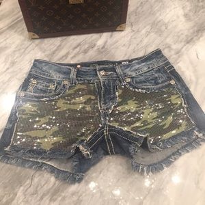 💕Miss Me Camo & sequin cut-off Shorts. So sexy💕