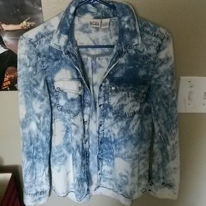 Tye dye denim button up shirt