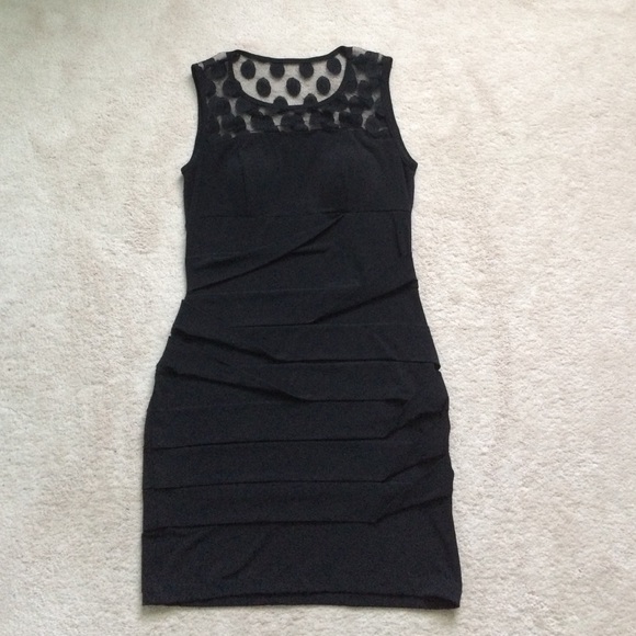 Nasty Gal Dresses & Skirts - Little black dress with polka dot mesh top