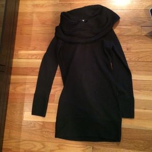 black cowl neck sweater dress